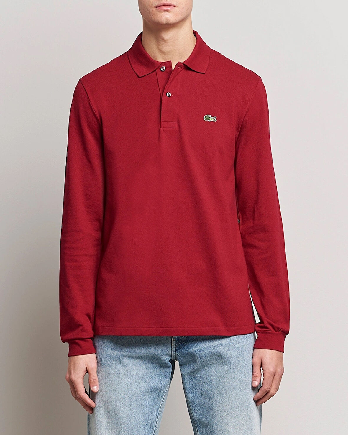 Lacoste Erkek Classic Fit Uzun Kollu Bordo Polo