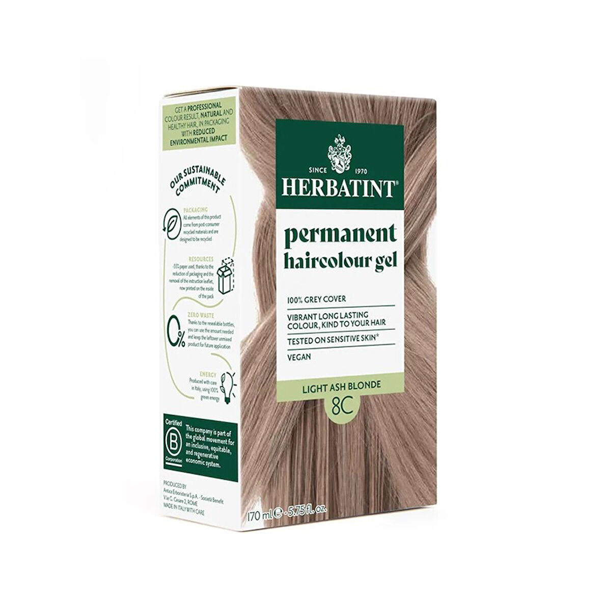 Herbatint Light Ash Blonde 8C Açık Küllü Sarı Saç Boyası 170 ml