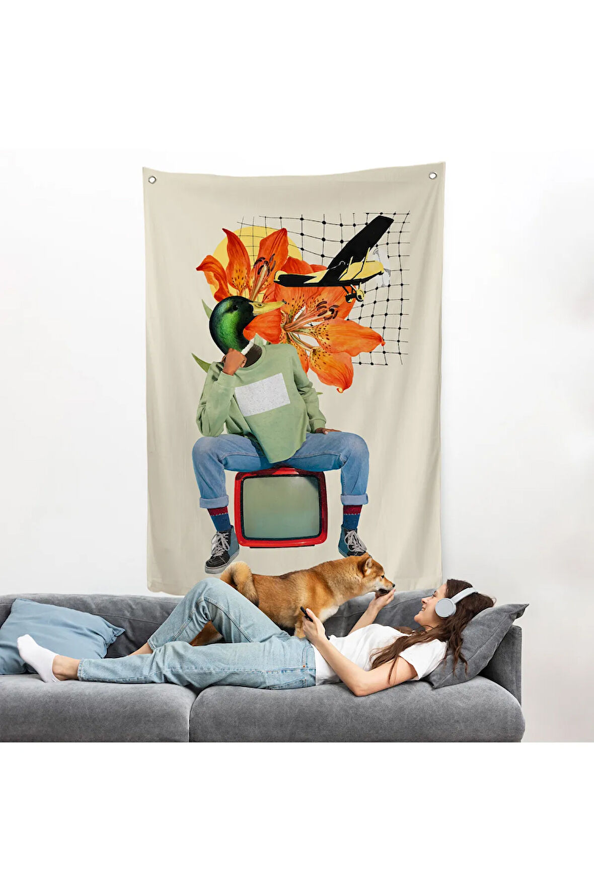 Ördek Kafalı İnsan Pop Art Duvar Örtüsü-8017
