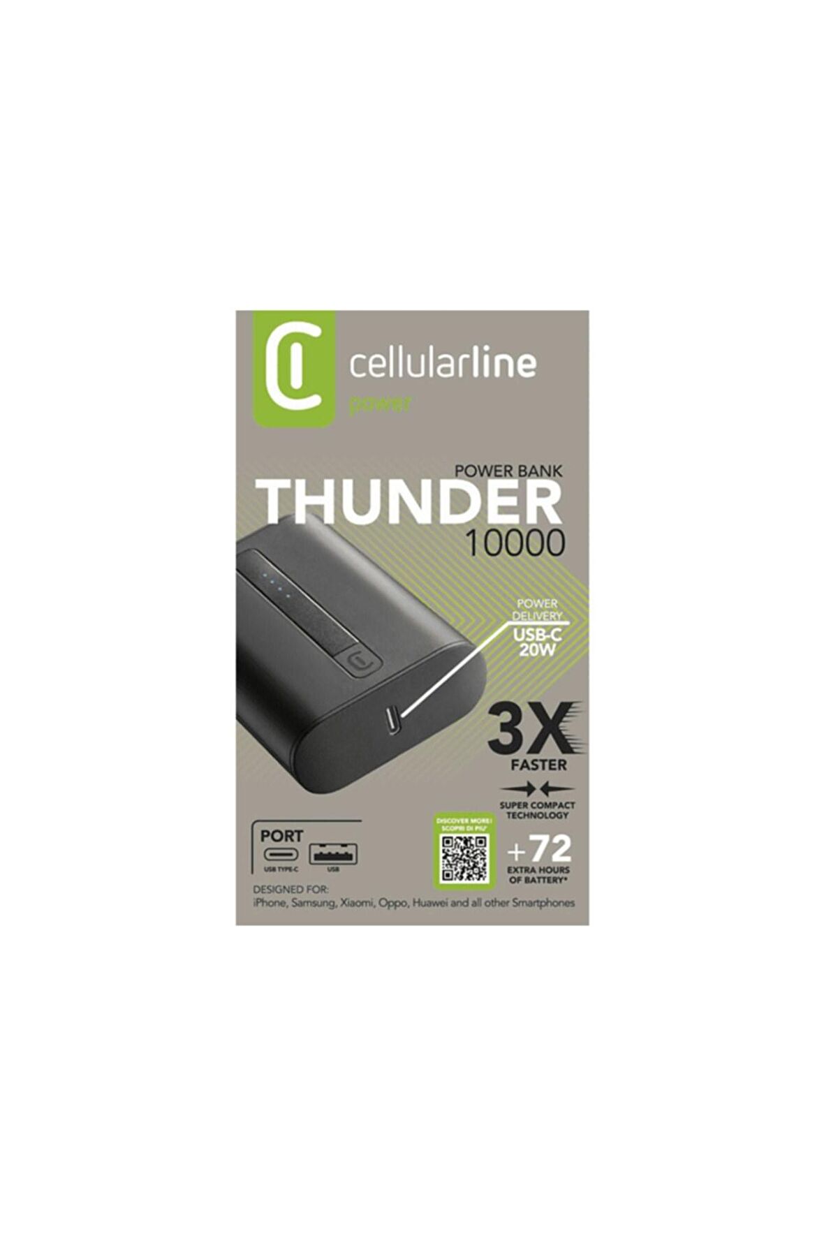 Thunder 10.000 Mah Pd Usb-c 20w Taşınabilir Şarj Cihazı Siyah