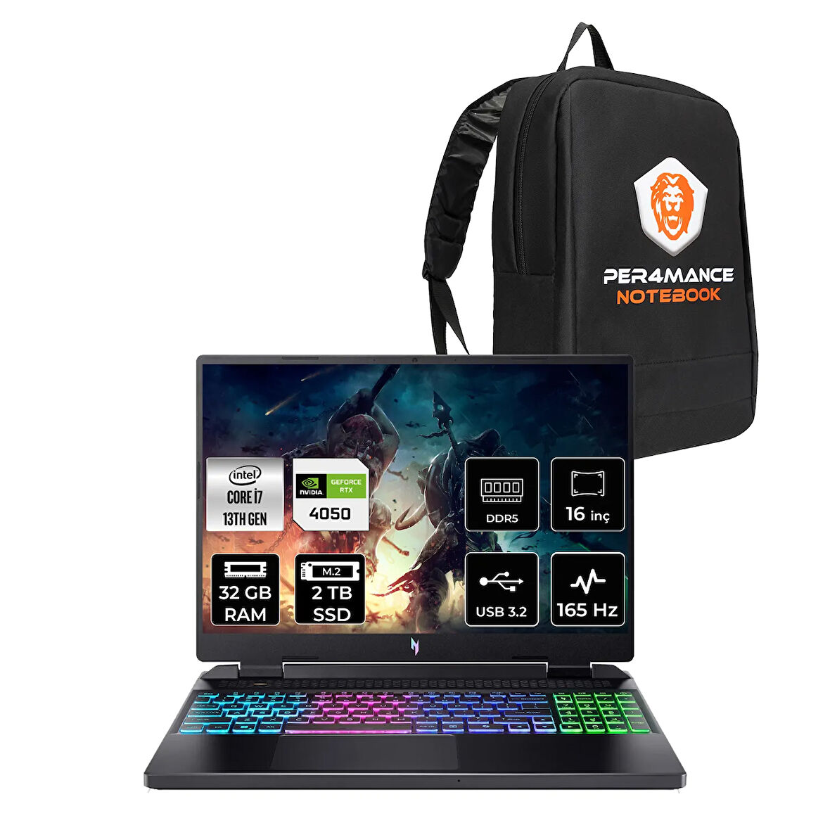 ACER Nitro 16 i7-13620H 32GB 2TB SSD RTX4050/6GB 140W 16'' 165Hz WUXGA FDOS Gaming Laptop & ÇANTA