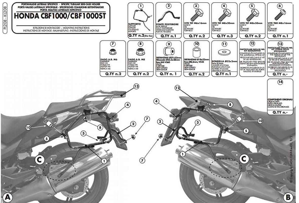 Givi PL208 HONDA CBF 1000 - CBF 1000ST (10-14) Yan Çanta Tasiyici