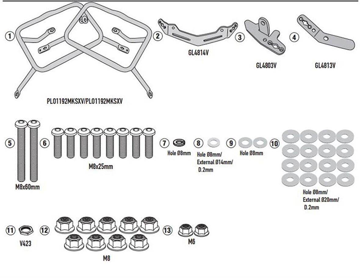 Kappa KLO1192MK Honda Nc 750 X (21) Yan Çanta Taşıyıcı