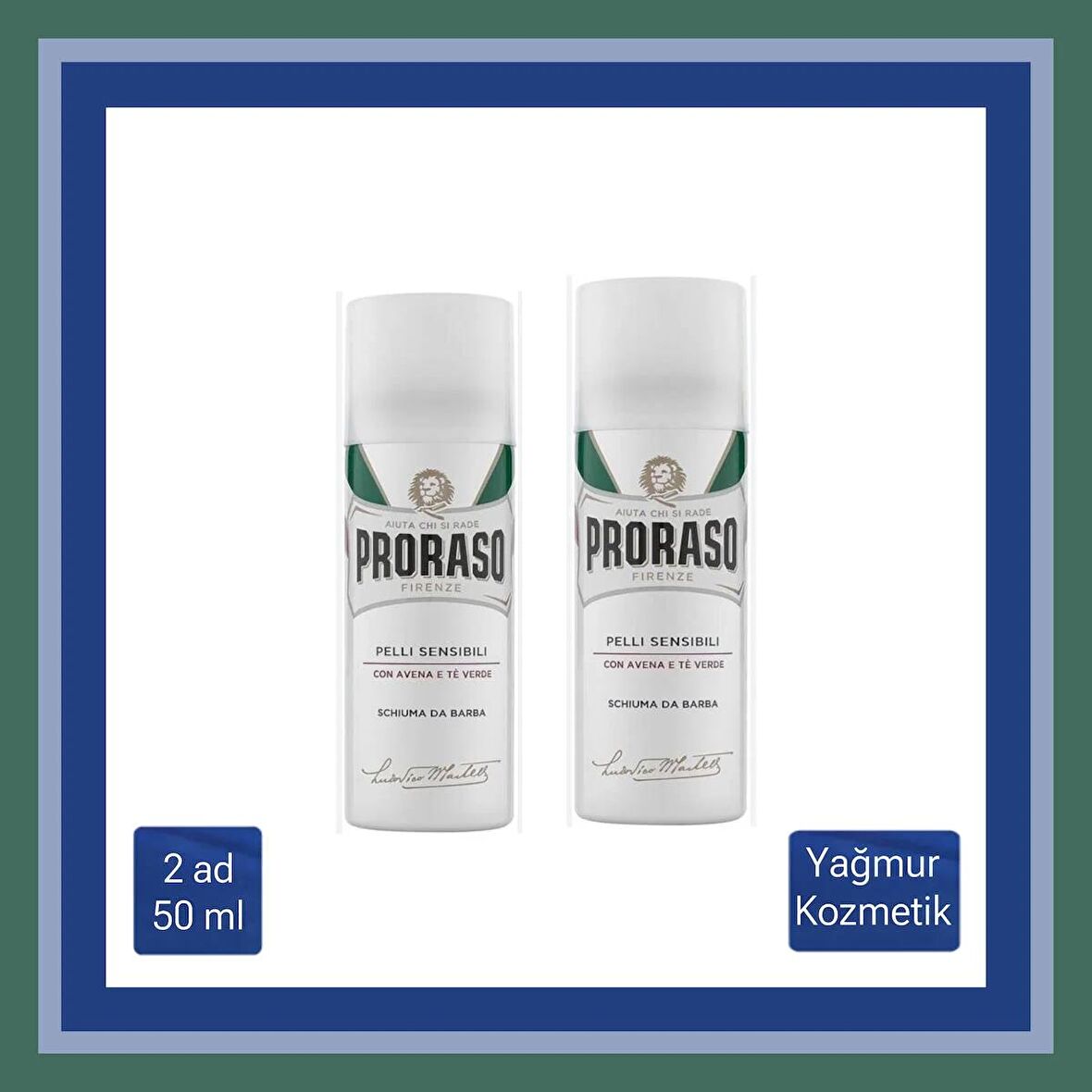 Proraso Seyahat Boyu Tıraş Köpüğü 50mlX50ML  Yeşil Çay Özlü 2Lİ