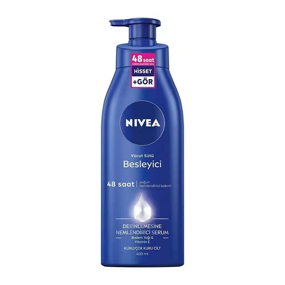 Nivea Besleyici Vücut Sütü 400 ml Kuru ve Çok Kuru Ciltler 48 Saat Nemlendirici E Vitamini ve Badem Yağ
