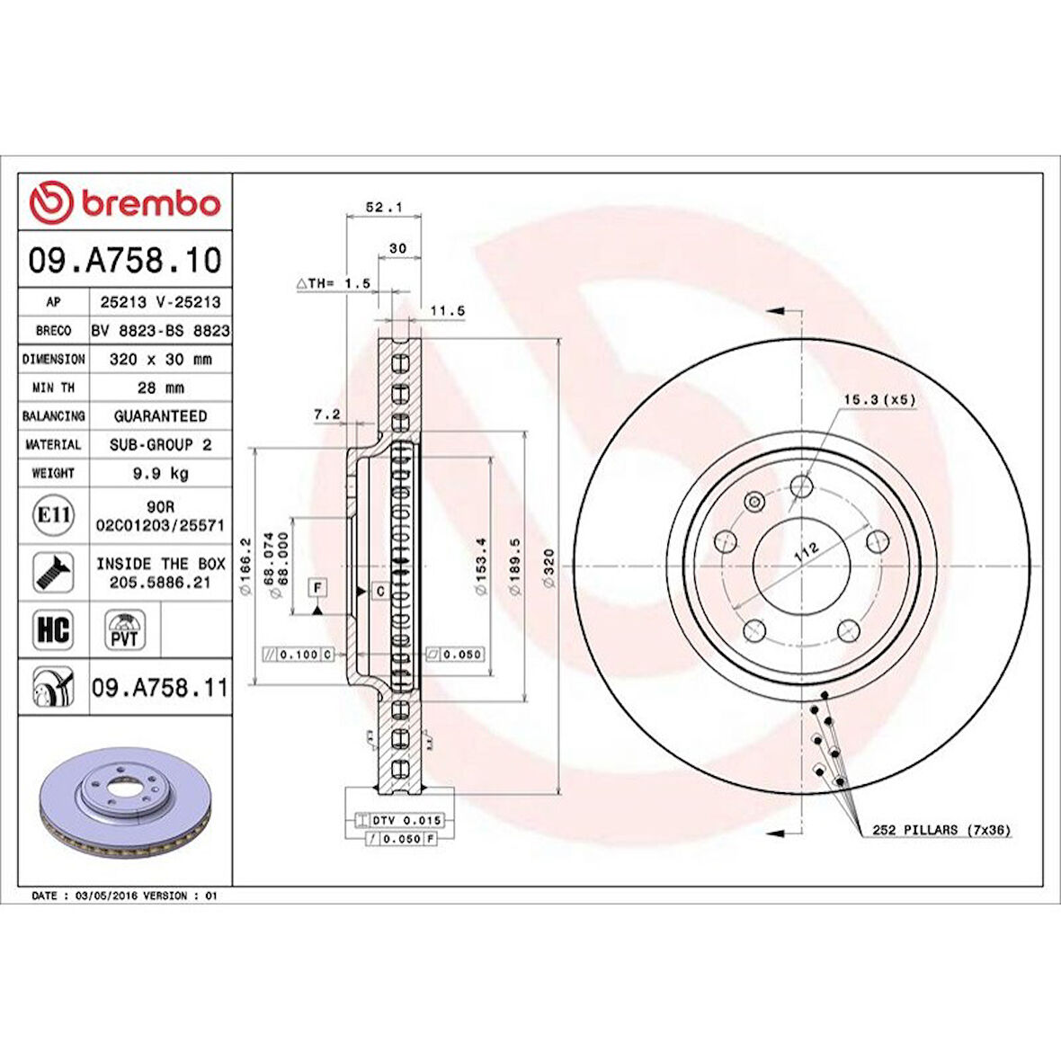 ON FREN DISKI-320×30 5×112 (AUDI A4 08-16  A5 08-11  Q5 09-12)