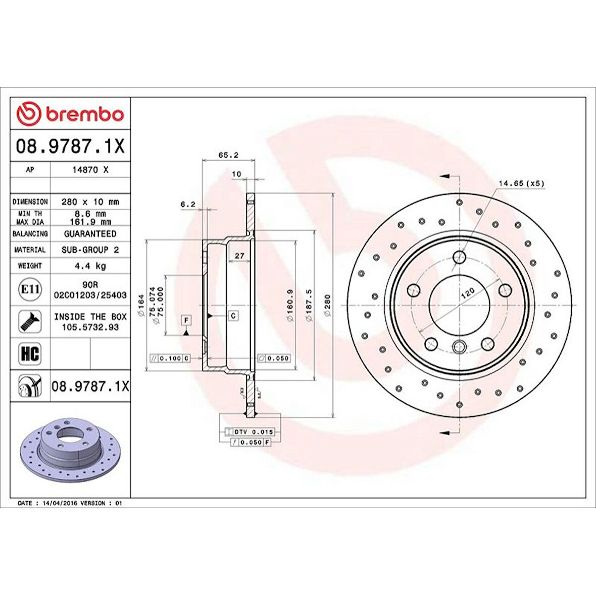 FREN DISKI ARKA DELIKLI XTRA BMW E81-E87 116I 118D 118I