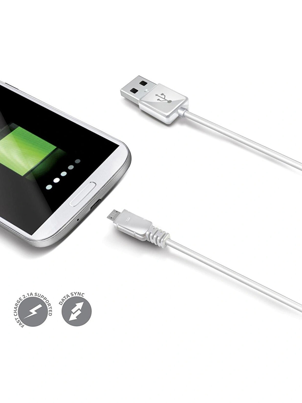 Celly Micro USB Beyaz Data ve Şarj Kablosu 1 Metre