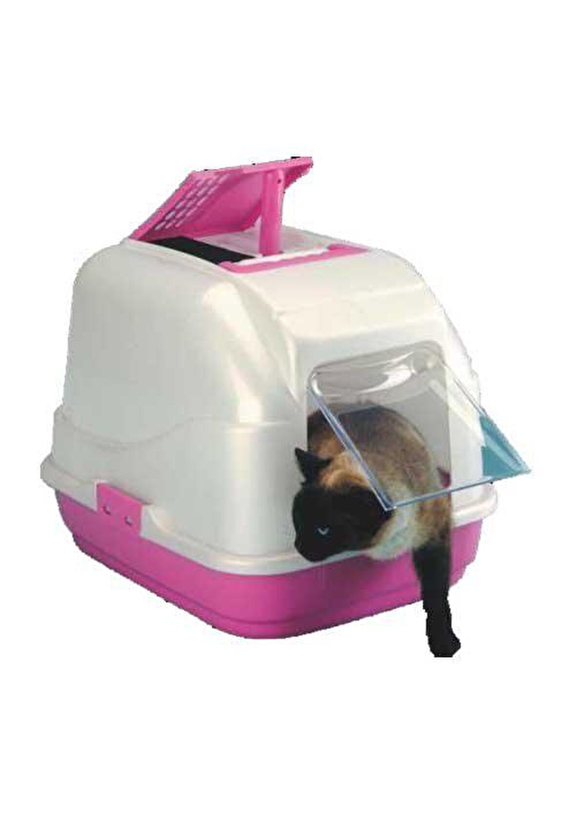 Easy Cat Kapalı Kedi Tuvaleti Pembe Kilitli