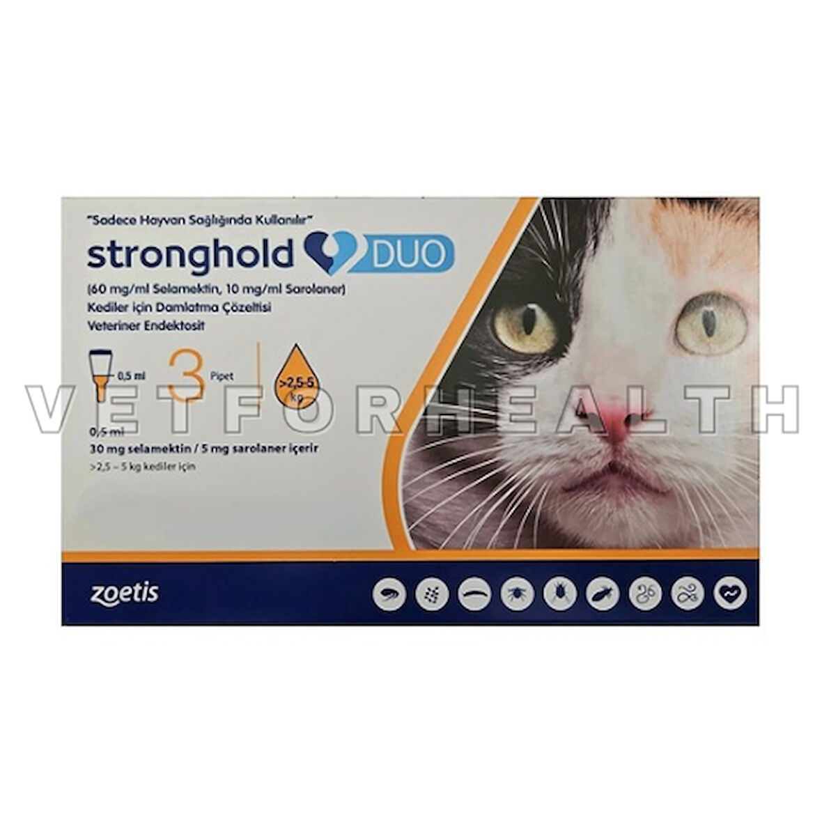 Stronghold Duo. 2,5-5 kg Kediler İçin 3 Pipet SKT:2026