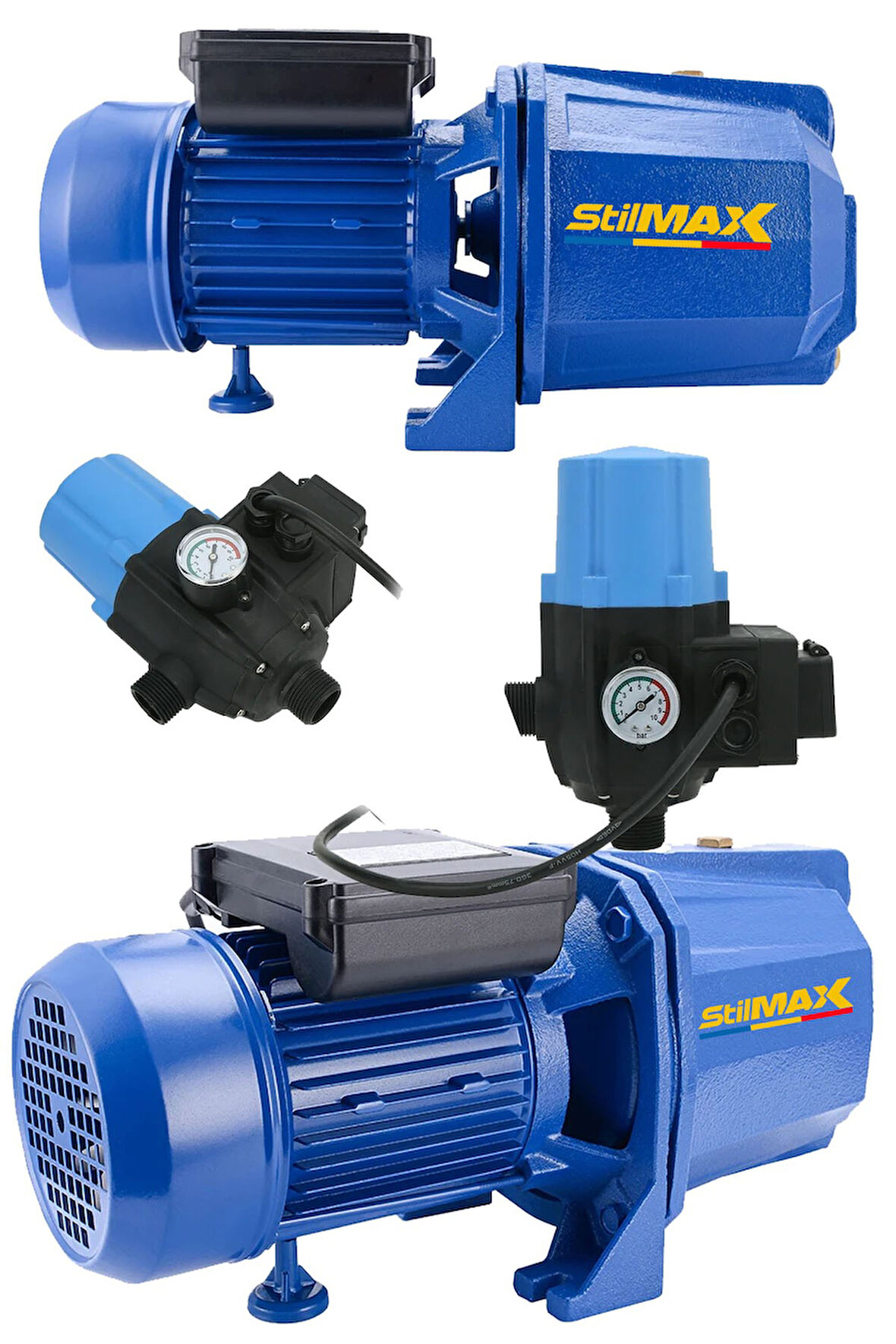 Turbo 1.5HP Tam Otomatik Metal Dişli Sistem Bakır Sargılı Büyük Boy Su Pompası Motoru Hidrofor Set