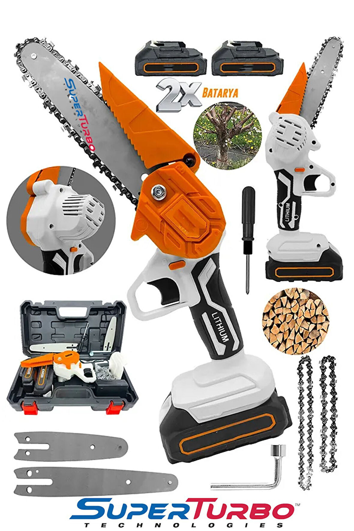 88V Çift Akülü Zincirli Testere – Dayanıklı, Uzun Kısa Pala, Bahçe & Orman İşleri