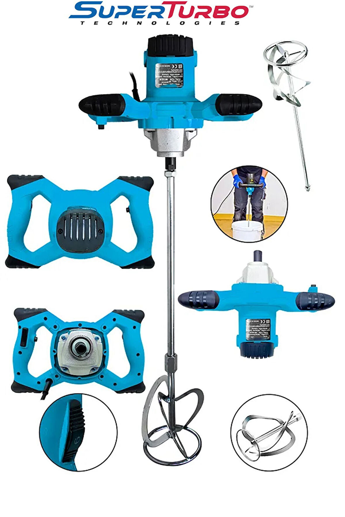 3000w Elektrikli Mikser – Dayanıklı Bakır Sargılı Motor, 6 Kademe Ayarlı Alçı Karıştırıcı