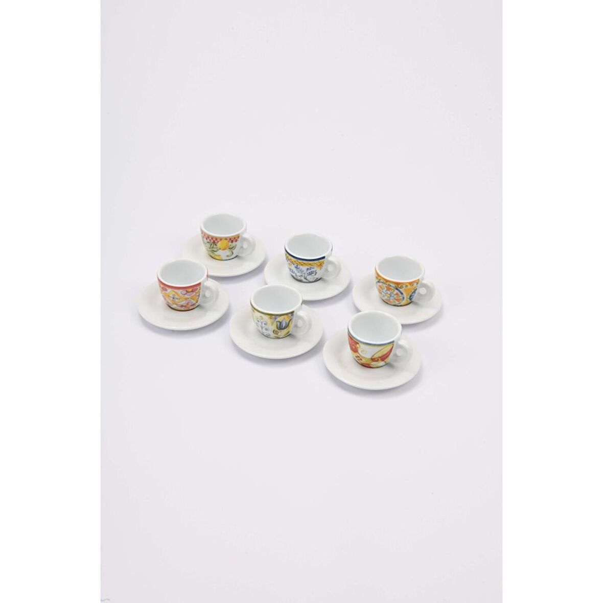 Edex ’’Capriccio Italiano’’ 6’lı Porselen Espresso Fincan Ve Tabak Takımı - 60 ml (2,11 OZ)