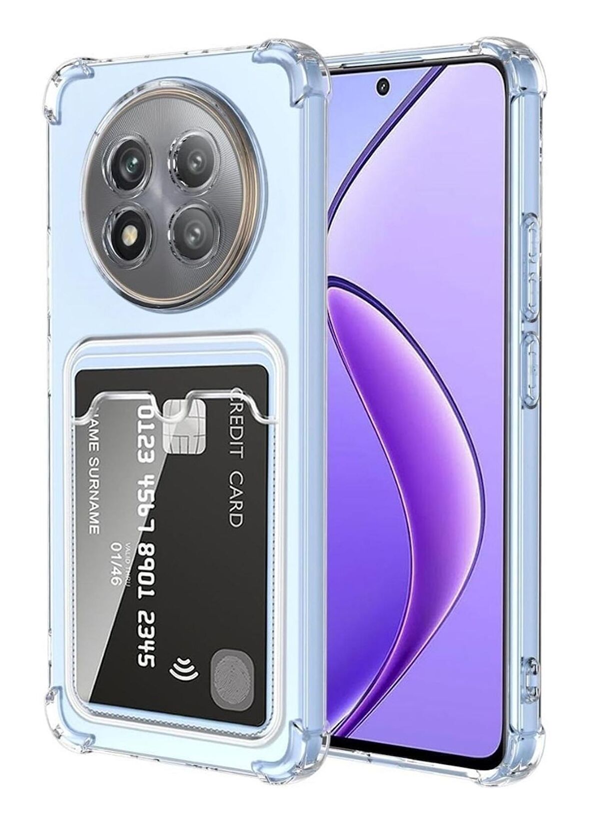 Redmi Note 14 Pro 5G Kılıf Darbe Emici Köşe Korumalı Kartlıklı Cüzdanlı Silikon Kapak - Şeffaf