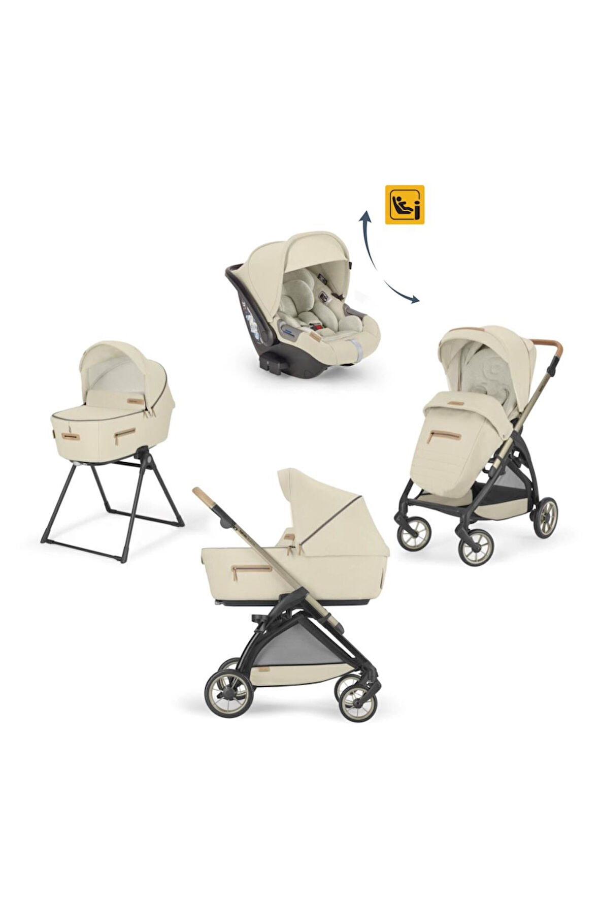 Inglesina Electa Element Organik Özel Seri Bebek Arabası ve Darwin Recline Ana Kucaklı, Portbebeli, Stantlı 4'lü Sistem