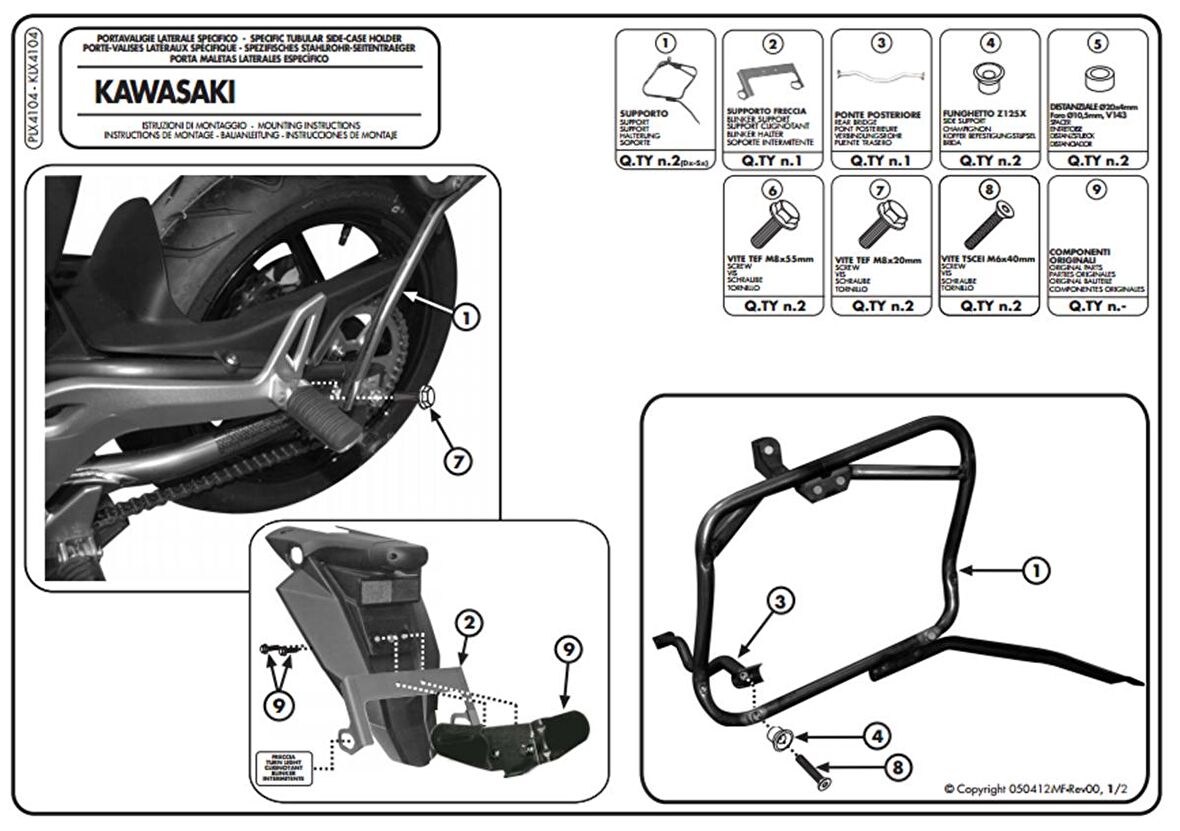 Kappa KLX4104 KAWASAKI ER-6N - ER-6F 650 (12-16) Yan Çanta Taşıyıcı