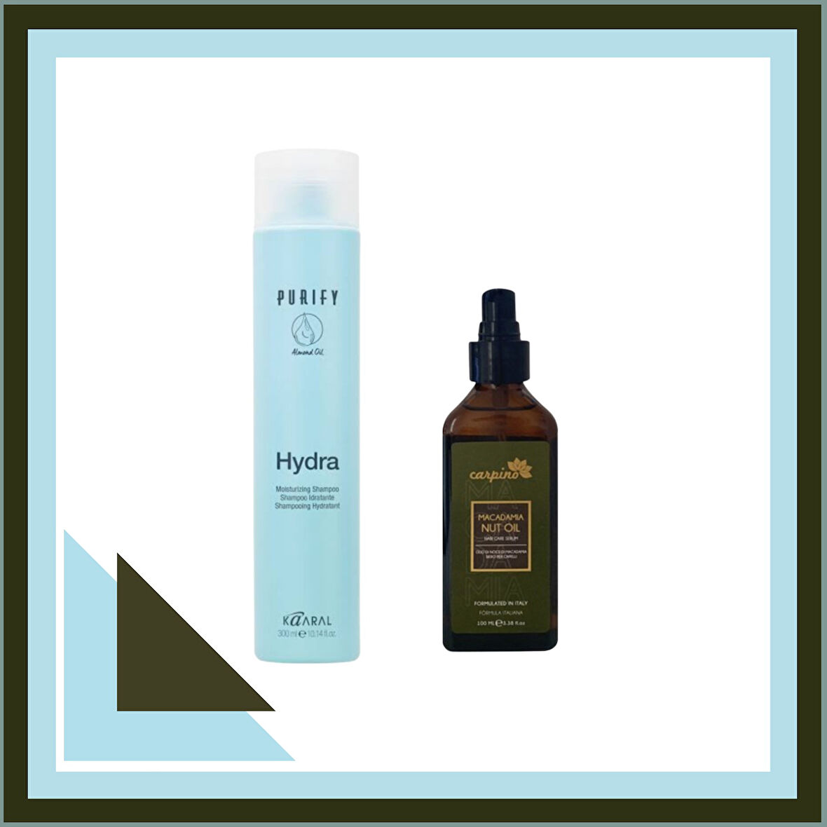 Kaaral Purify Hydra Moisturizing Shampoo 300ML +Carpino Macadamia Nut Oil Hair Care Serum 100ml.Spr