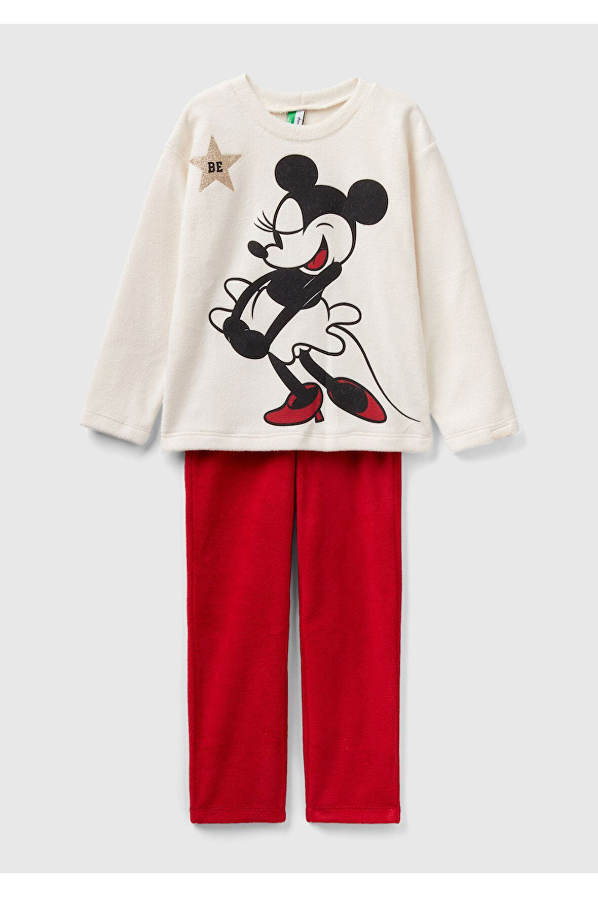 Erkek Çocuk Krem Mickey Baskılı Pijama Takımı