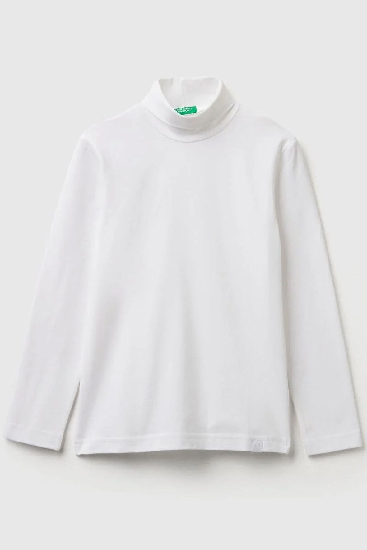 United Colors of Benetton Erkek Çocuk 3DKEC202O-25K Uzun Kol Boğazlı Tshirt Beyaz