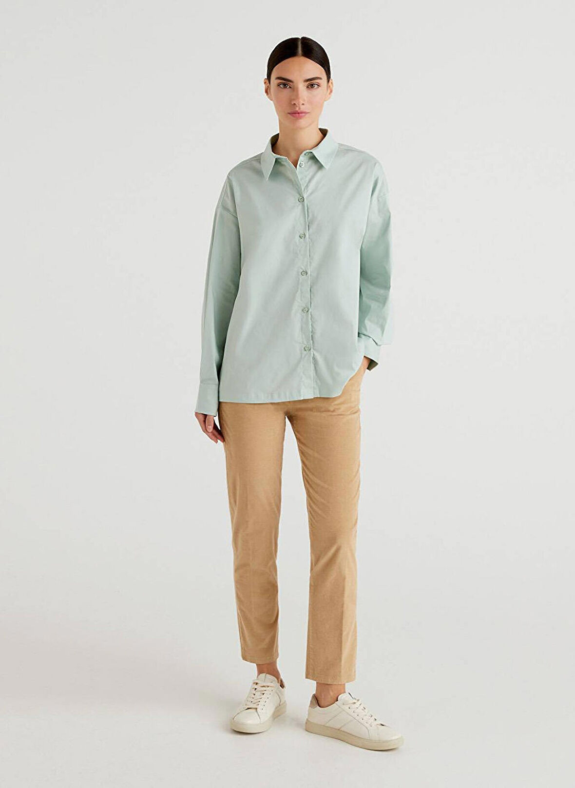Benetton Yüksek Bel Normal Taş Kadın Chino Pantolon 4AH7DF020