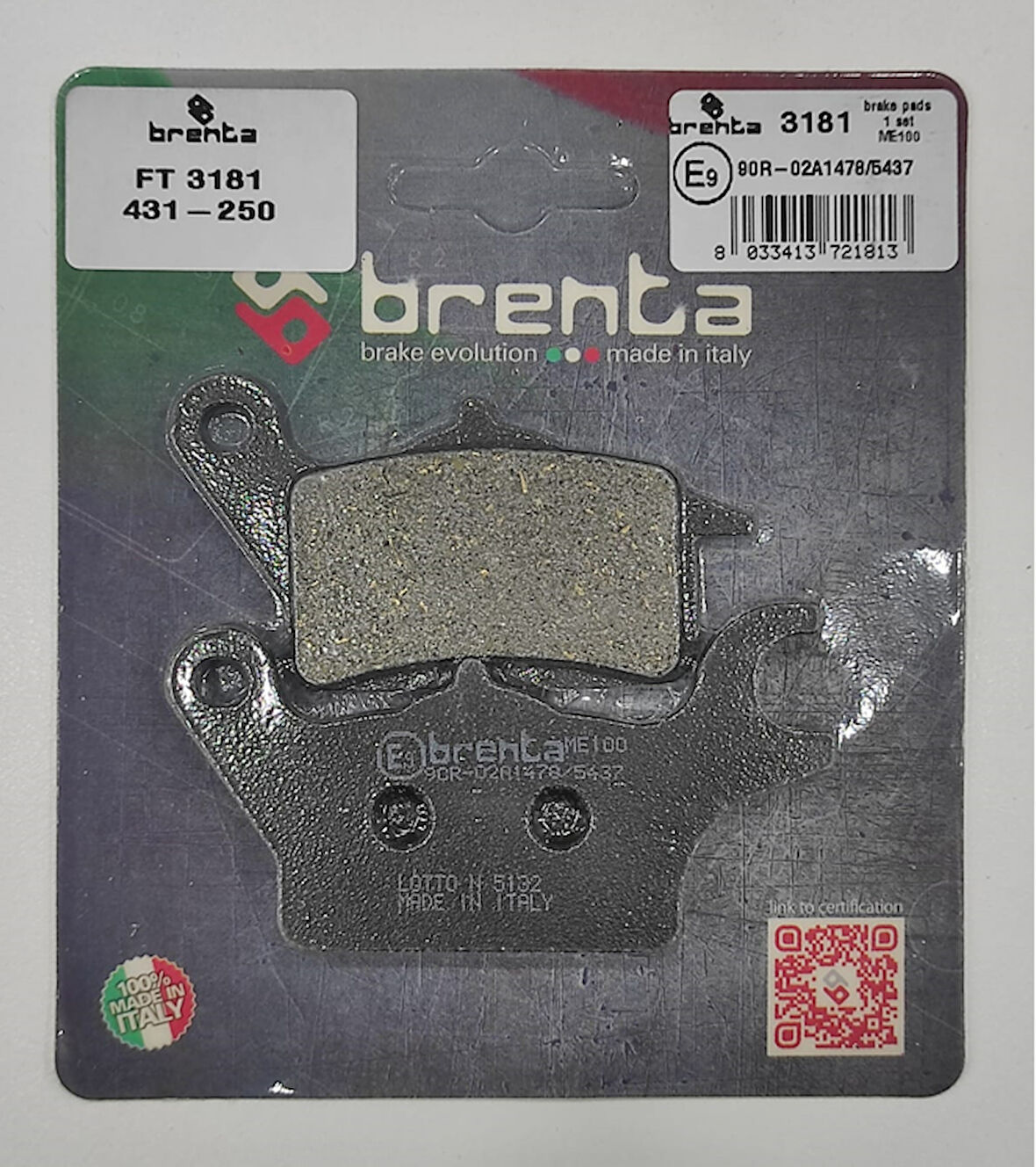 Brenta Organik Fren Balata Ft 3181 Ön Honda Dıo 110 Ön Sol Yamaha Trıcıty Mw125 Mws125 (suzukı Addre