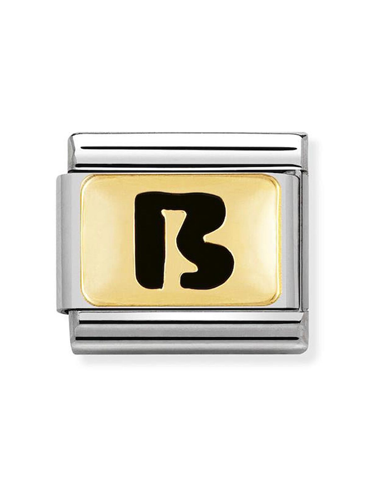 Composable Classic Dekoratif Link - Harfler Siyah - B - (02 B) 18K Altın