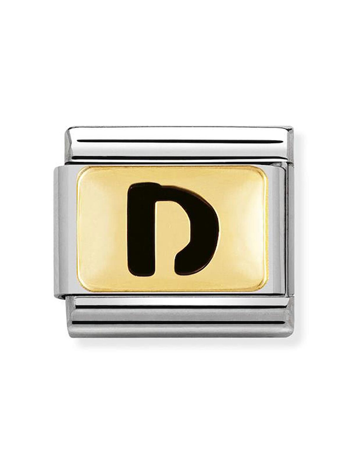 Composable Classic Dekoratif Link - Harfler Siyah - D - (04 D) 18K Altın