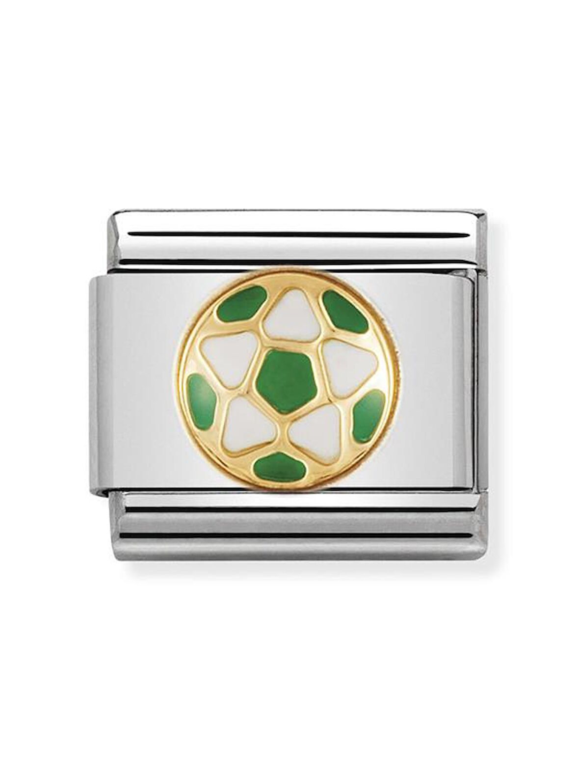 Composable Classic Dekoratif Link - Futbol İtalyan - Beyaz yeşil top -  18K Altın
