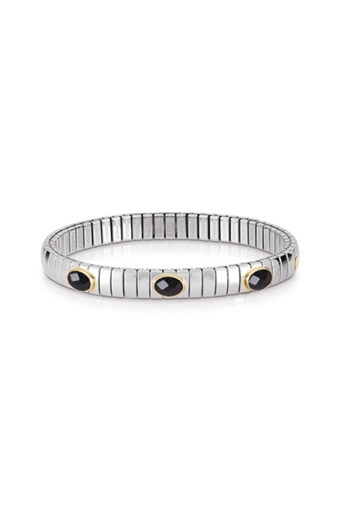 Extensıon Bracelet (s) In Stainless Steel With 18k Gold And 3 Cubic Zirconia (011_black)