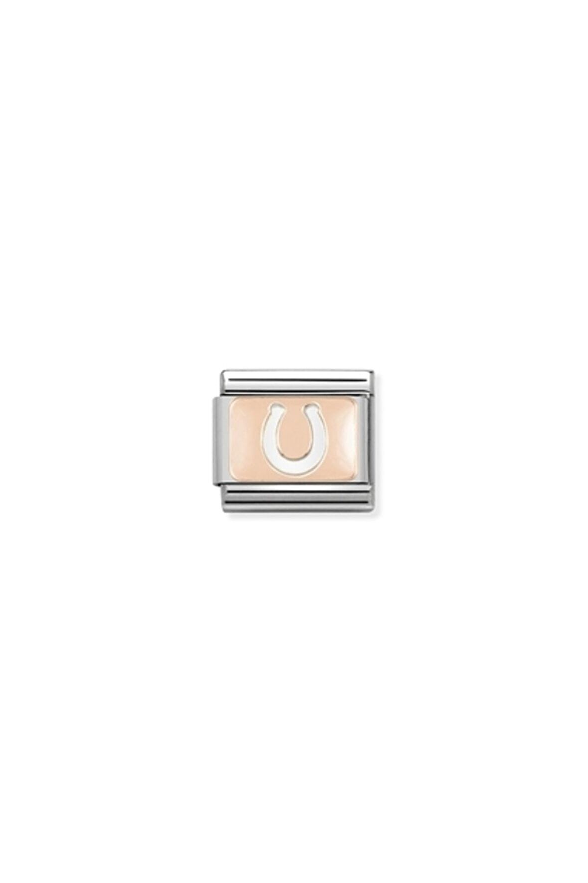 Composable Classic Plates In Stainless Steel With 9k Rose Gold Custom Horseshoe