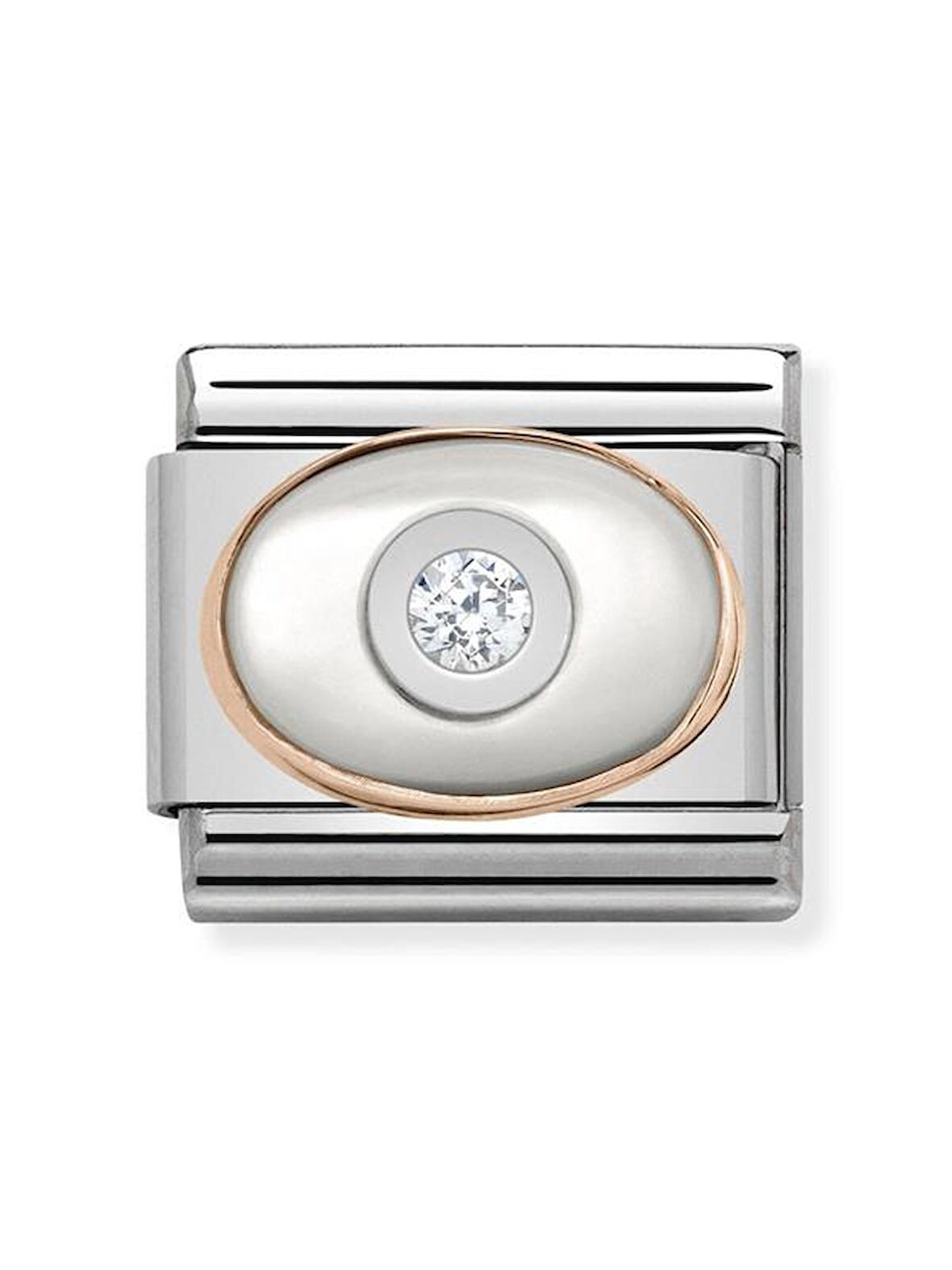 Composable Classic Dekoratif Link - Taşlar Oval - İnci Tanesi -  9K Rose Altın