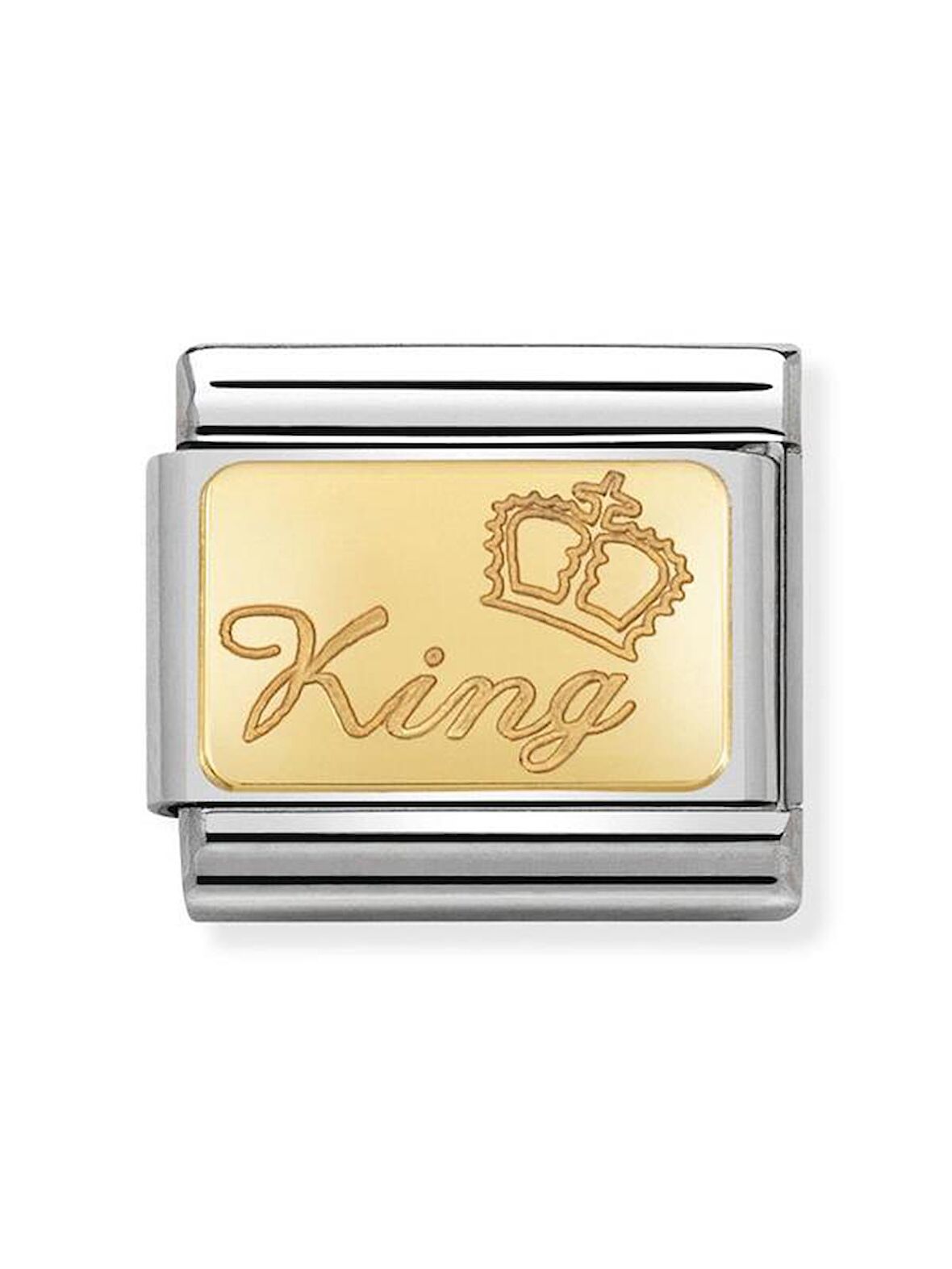 Composable Classic Dekoratif Link - Gravür - Kral - (48 King) 18K Altın