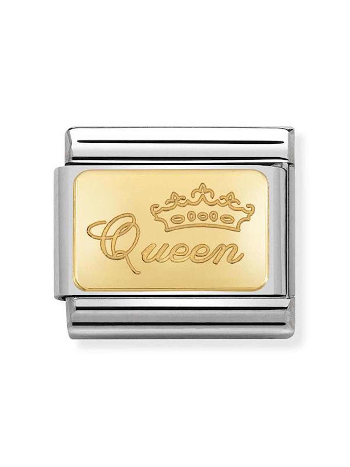 Composable Classic Dekoratif Link - Gravür - Kraliçe - (49 Queen) 18K Altın