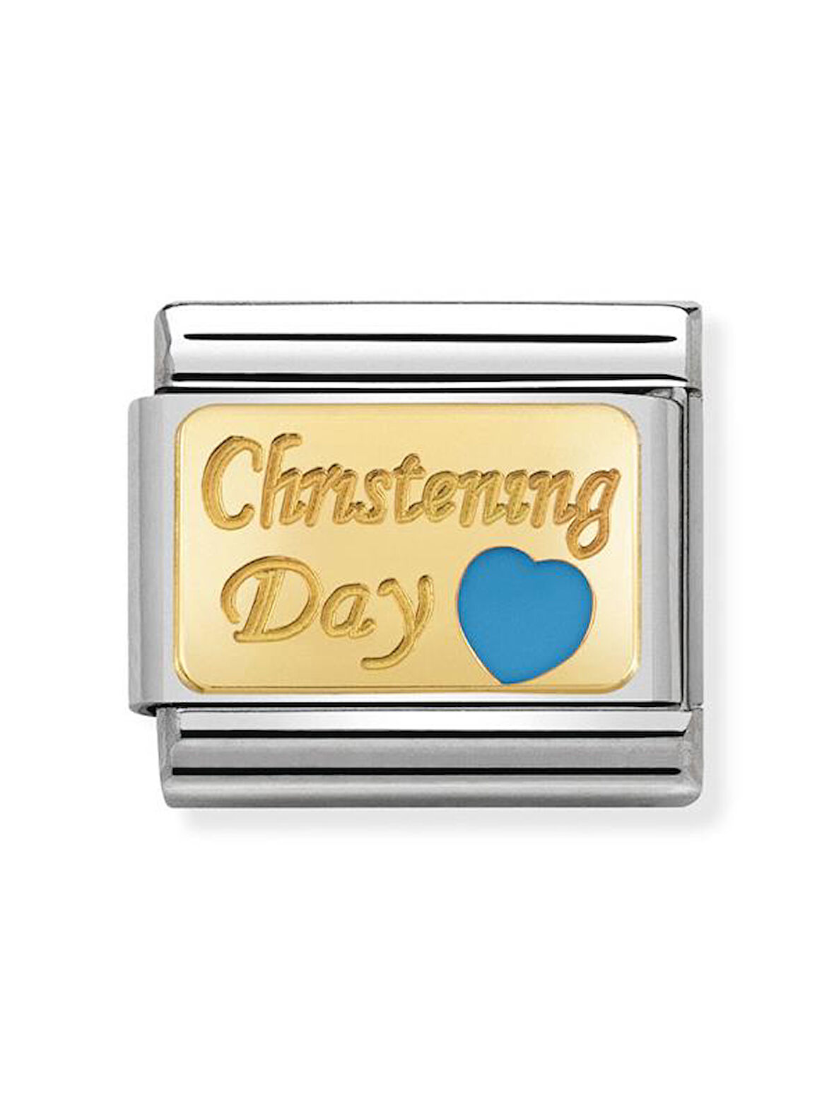 Composable Classic Dekoratif Link - Plakalar - Açık mavi vaftiz günü -  18K Altın