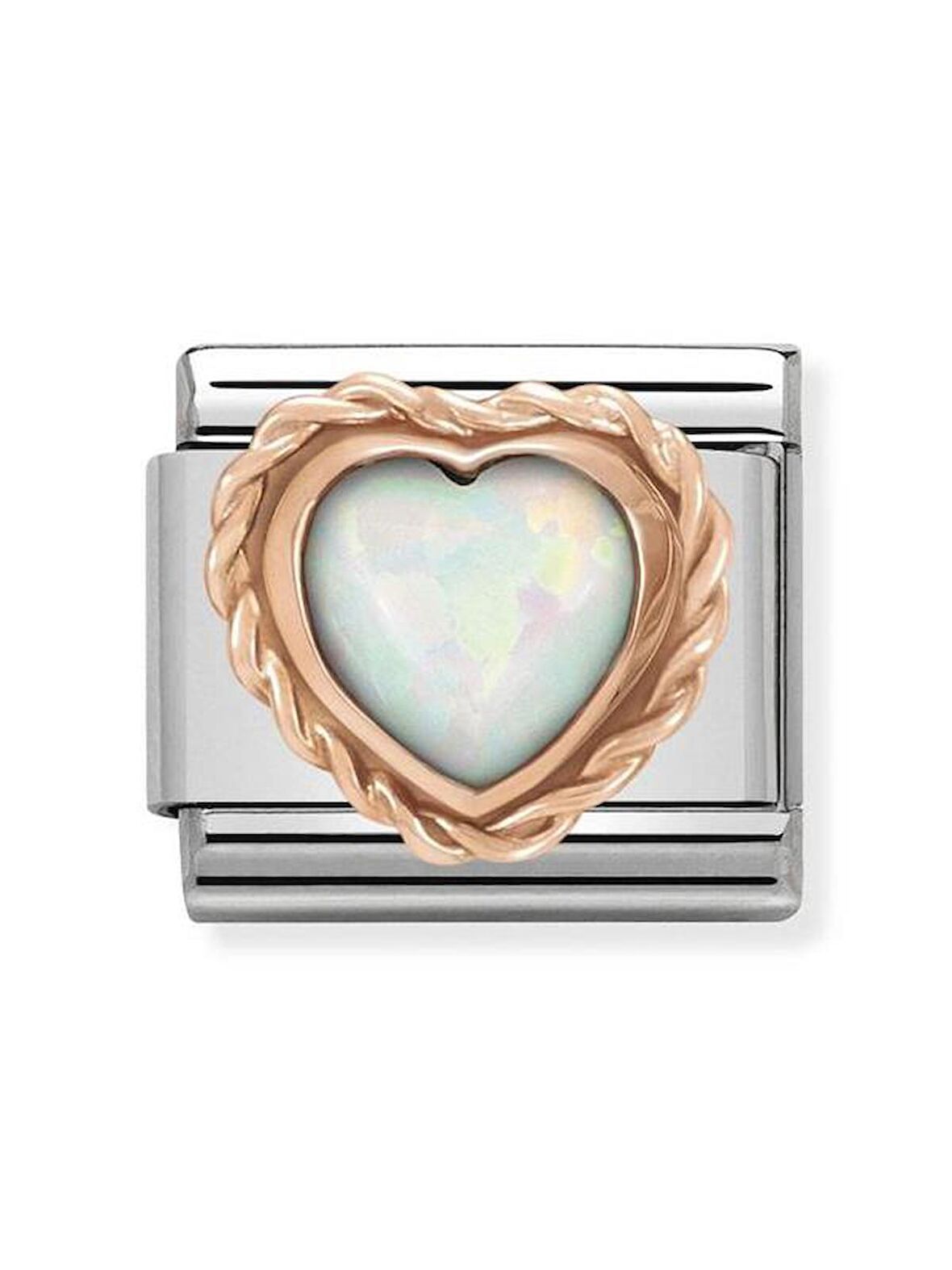Composable Classic Dekoratif Link - Taşlar - Beyaz Opal - (22 White Opal) 9K Rose Altın