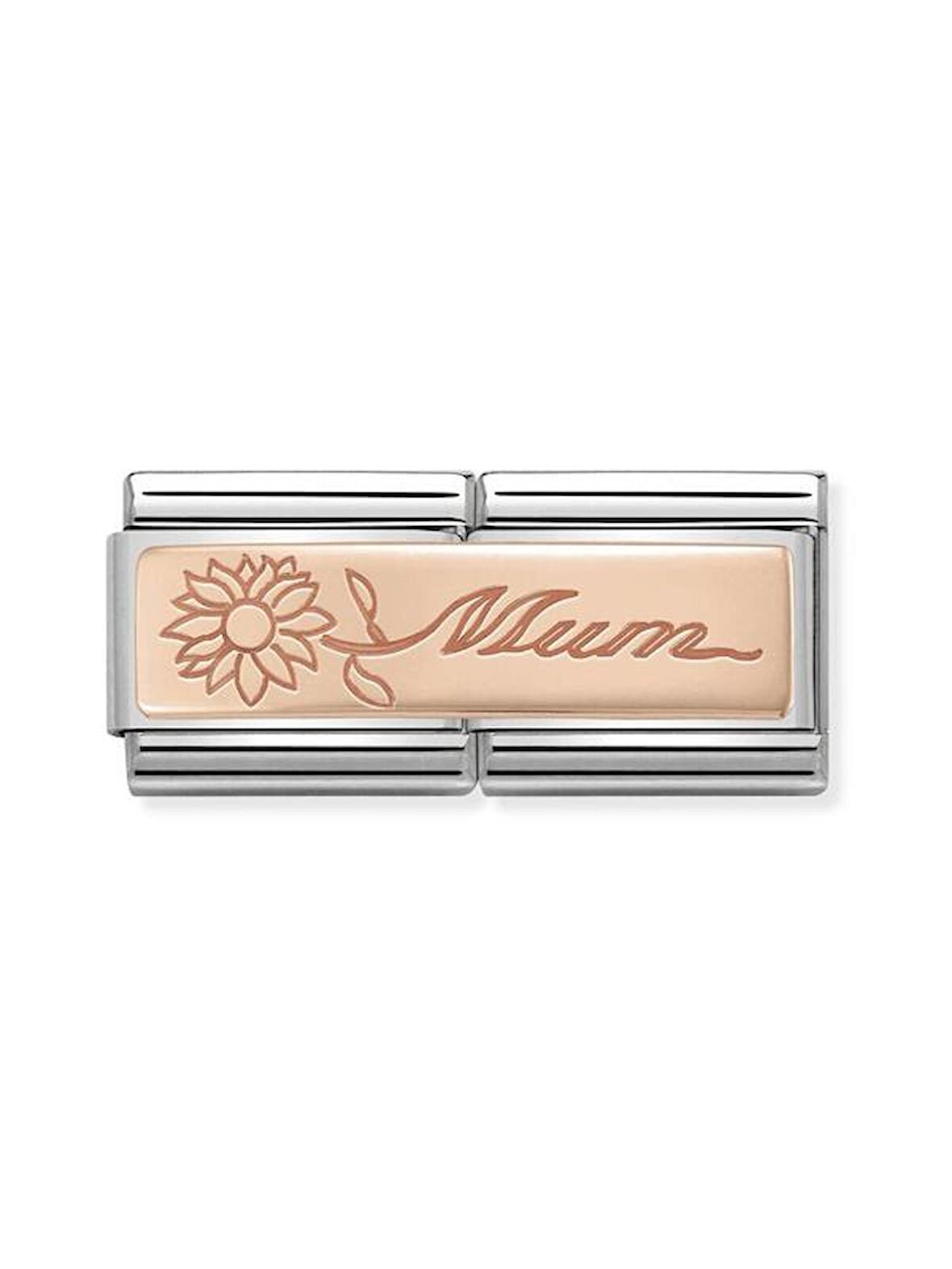 Composable Classic Dekoratif Link - İkili Gravür - Anne -  9K Rose Altın