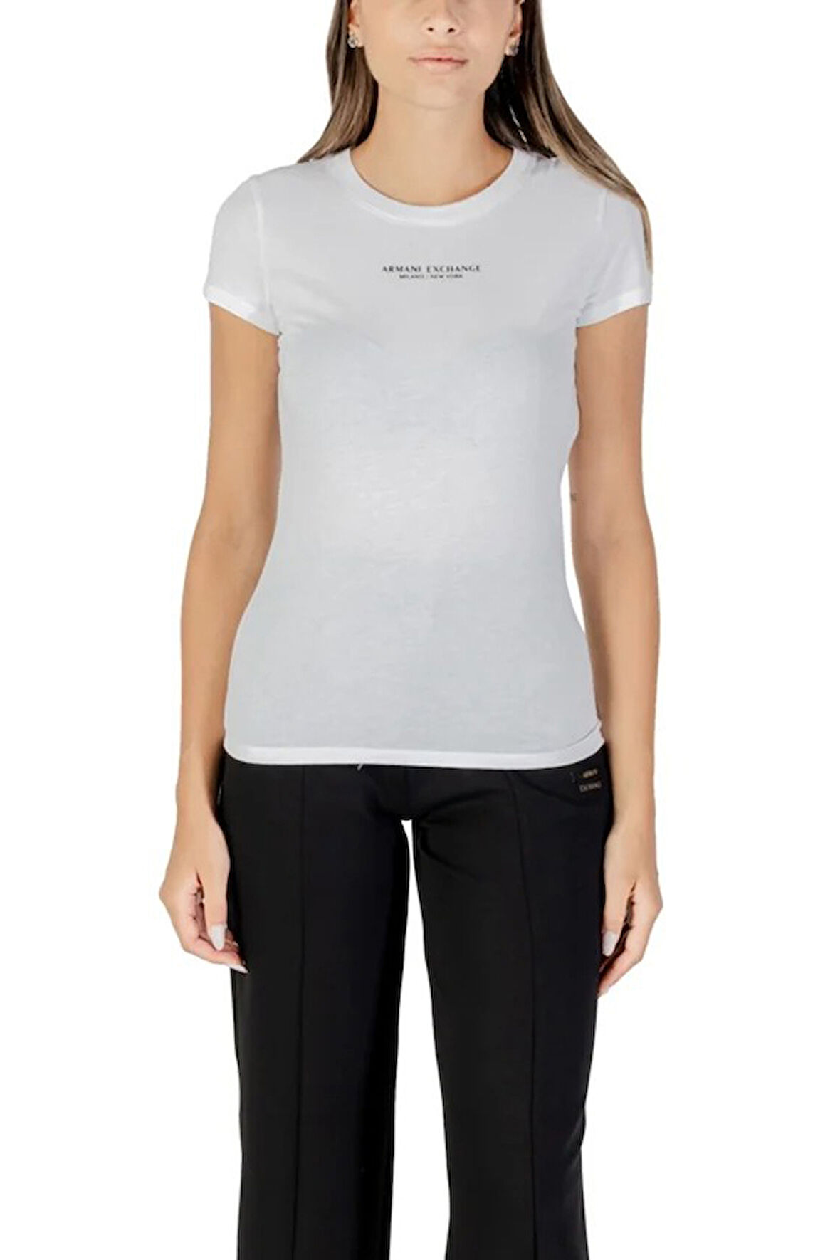 Kadın Slim Fit Yazı Logolu Pamuklu T-Shirt - Beyaz | XS