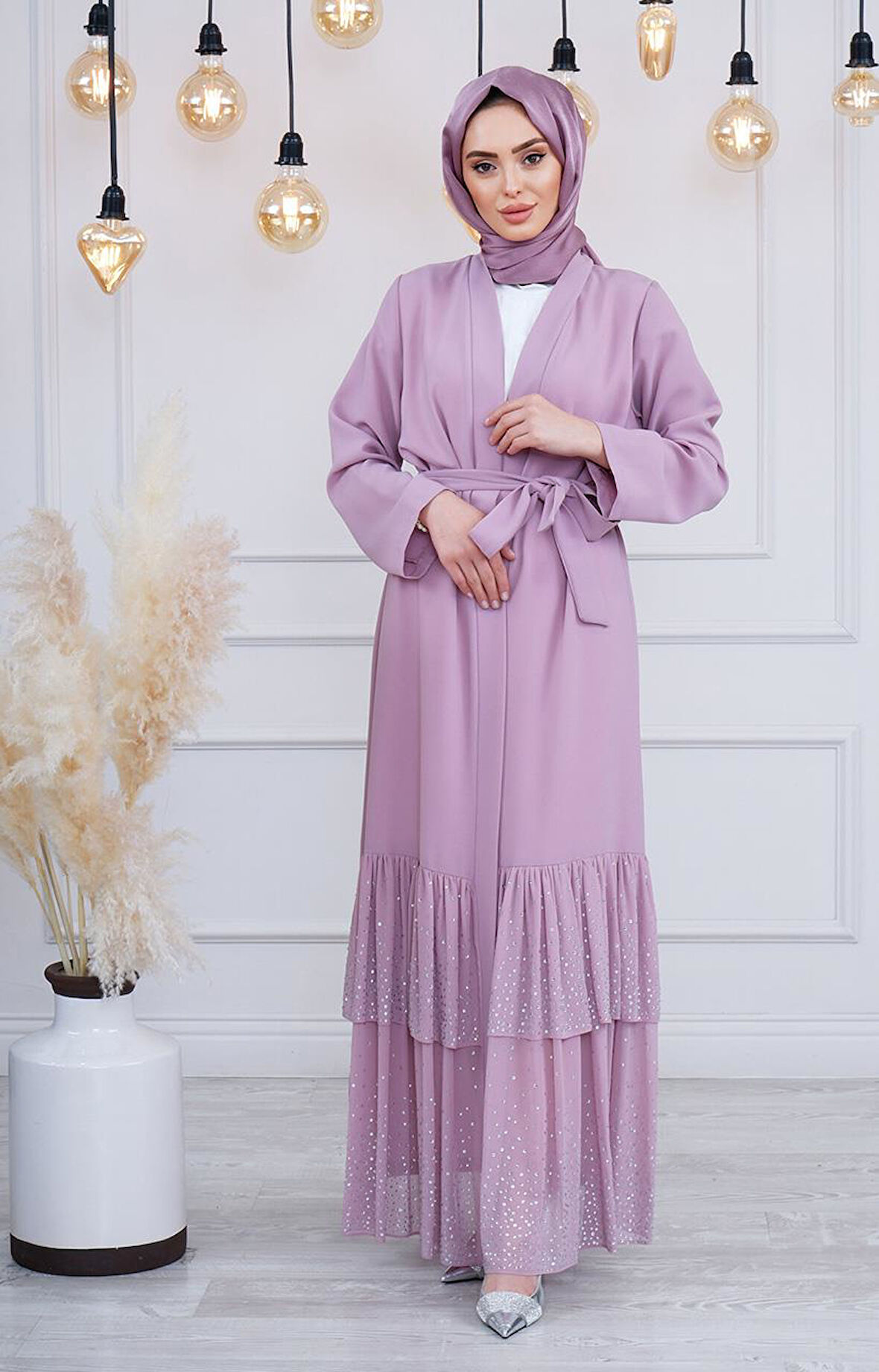 WHITE CORNER Abaya 1847 Pudra