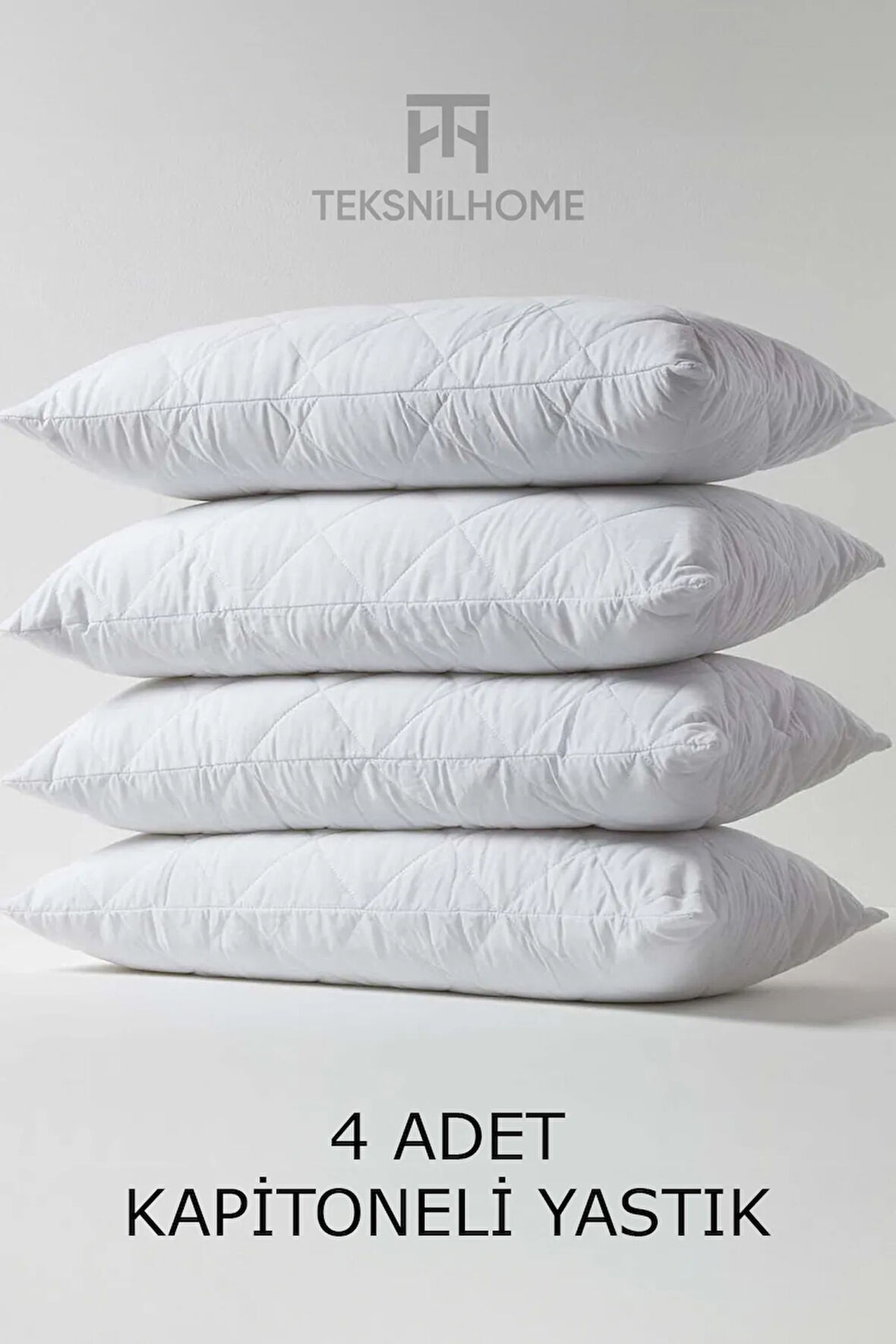 Yumuşak 4 Adet Kapitone Yastık 800 Gram | Fermuarlı Yastık Kılıflı | 50 x 70 cm