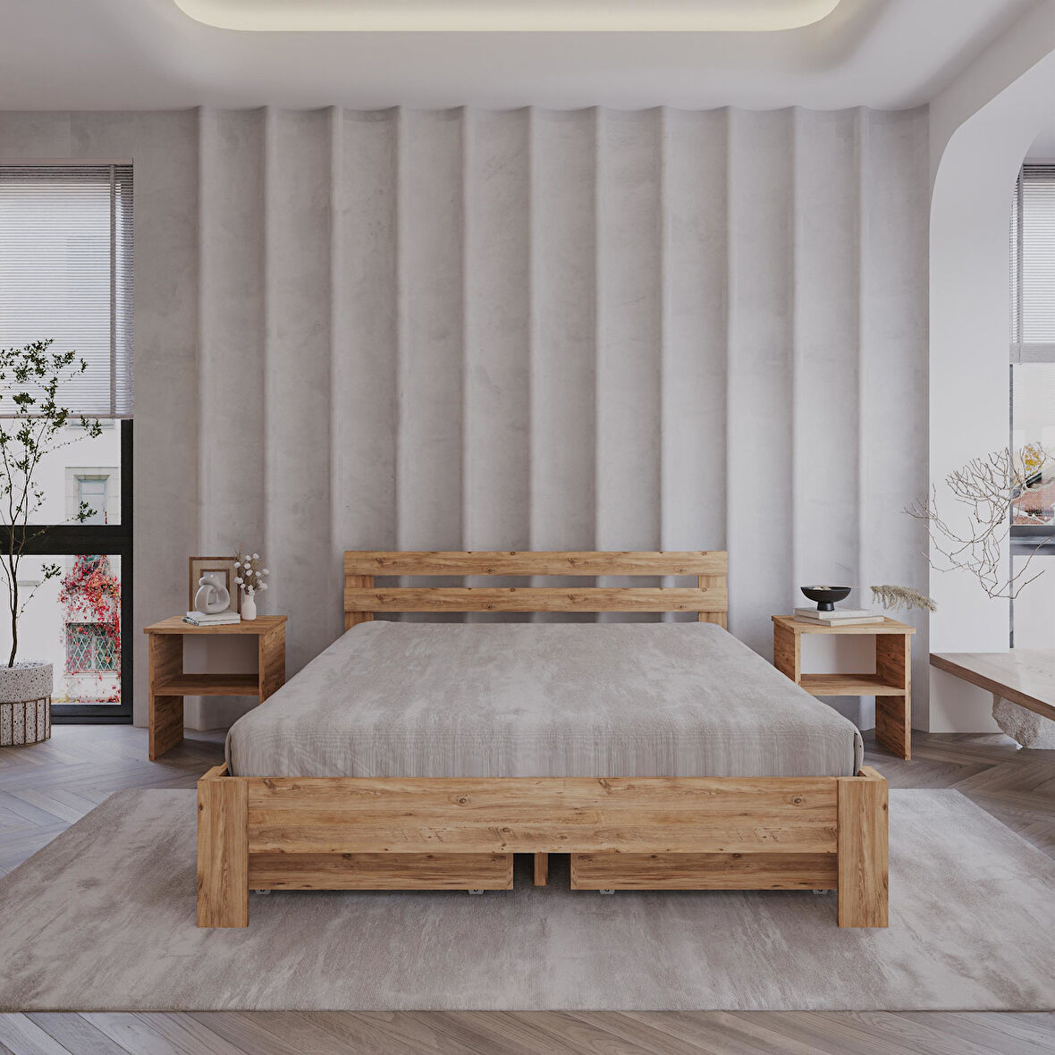 4 Çekmeceli Letto Atlantik Mdf  Set Karyola | Tek Ve Çift Kişilik Yatak Uyumlu, Kolay Kurulum
