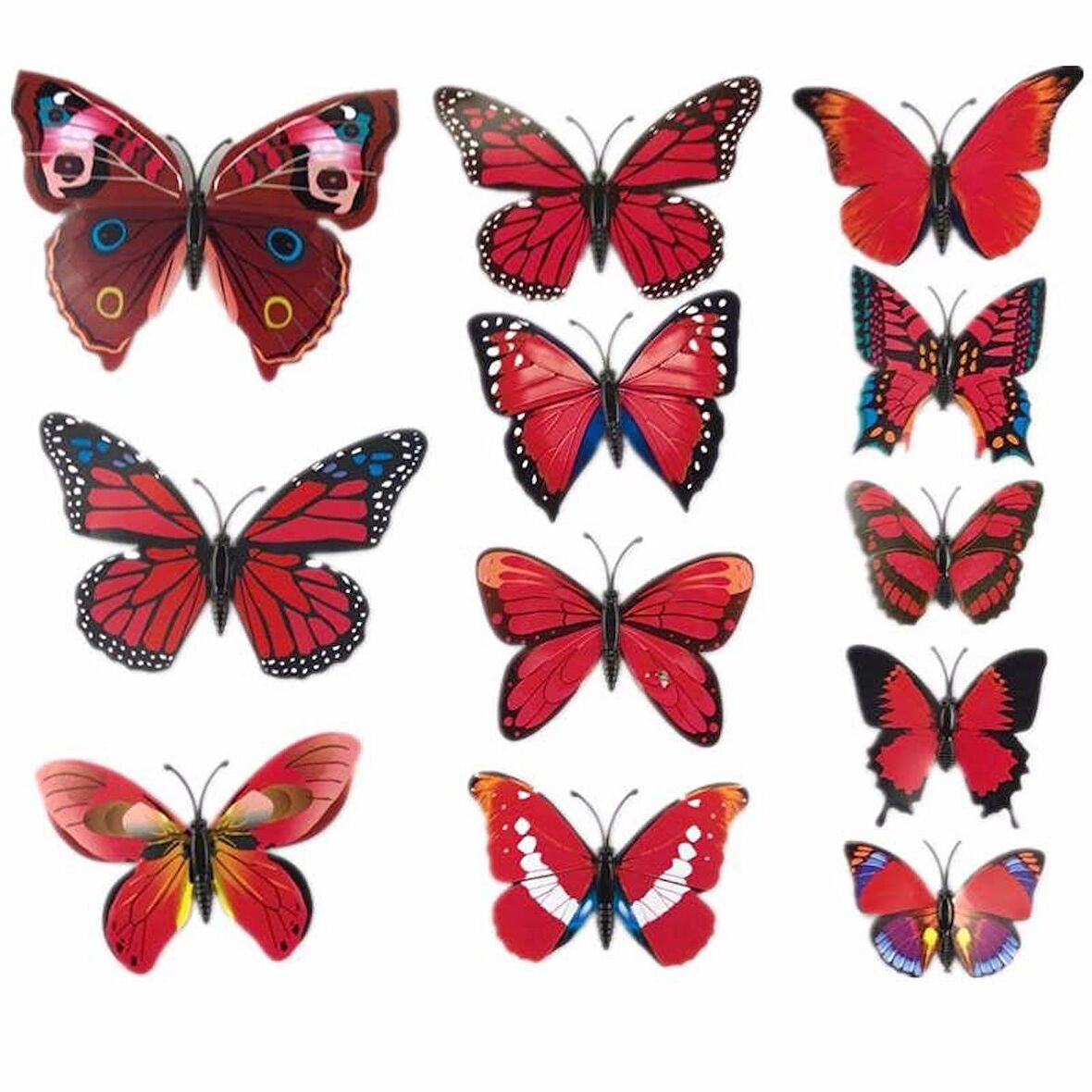 Ev Dekorasyon 3D PVC Kelebek 12 li Duvar Süsleme Model M