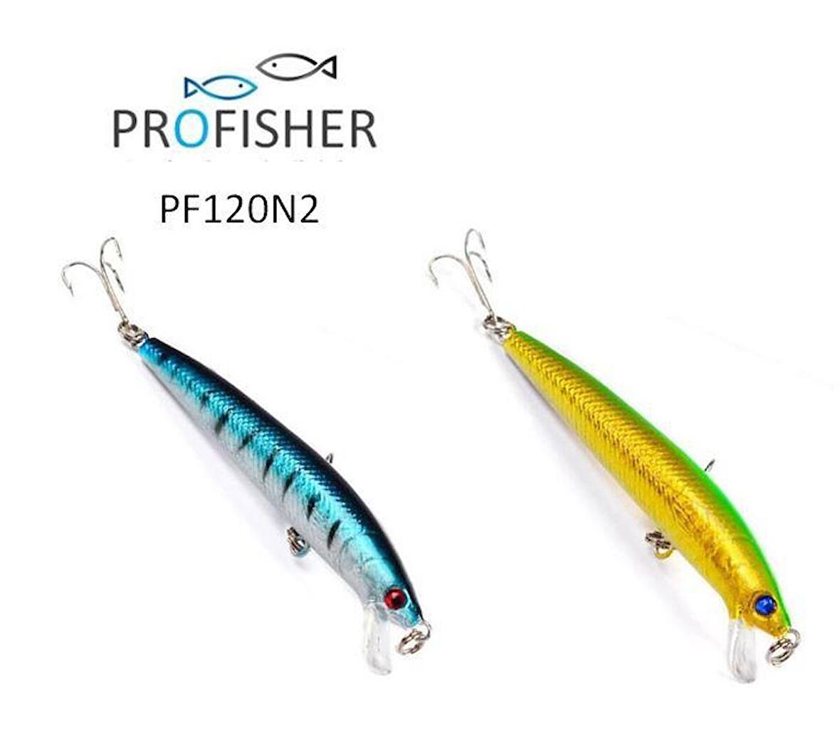 PROFISHER 2 Renk Set 2 Kanca Sahte Balık Yem 8,5 gr 9,5 cm Hook