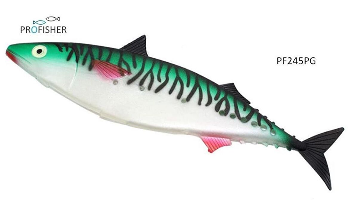 PROFISHER Yarık Karın Yeşil Silikon Sahte Yayın Avı Yem 28 cm 67 gr   
