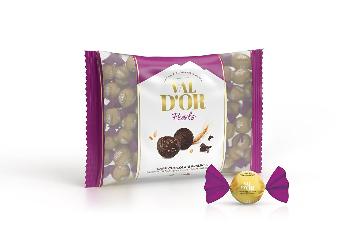 Val D’or Tahıl Patlaklı Bitter Çikolata Kreması Dolgulu Yuvarlak Çikolata 500 Gr. (1 Mor Poşet)