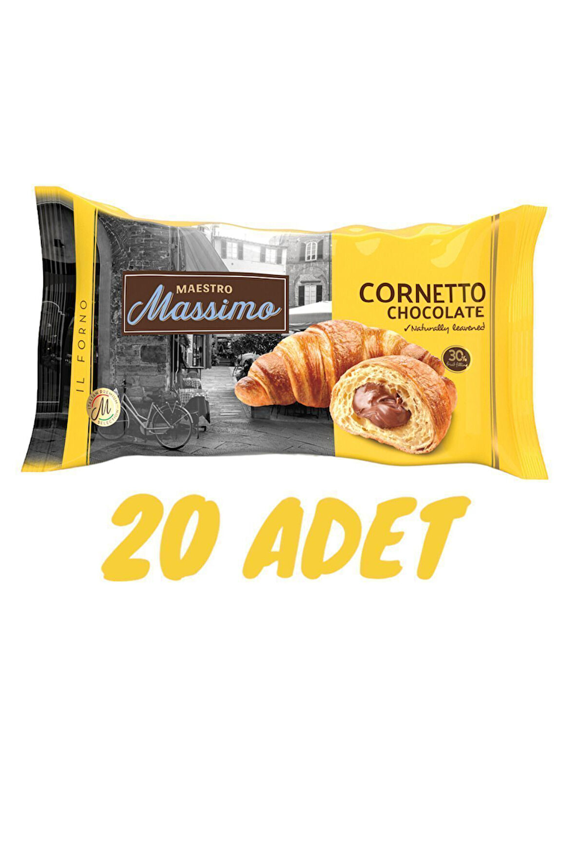 MASSİMO 45 GR ÇİKOLATALI KURUVASAN 20 AD.(CORNETTO CHOCOLATE)