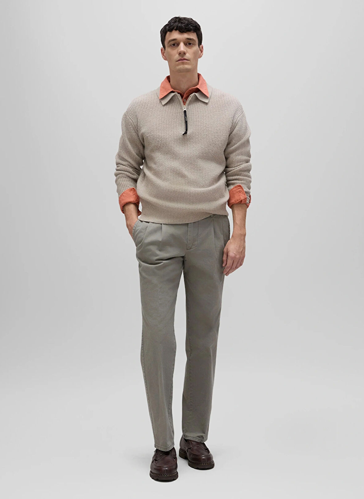 Aspesi Polo Yaka Slim Fit Bej Erkek Kazak Q M171 5623