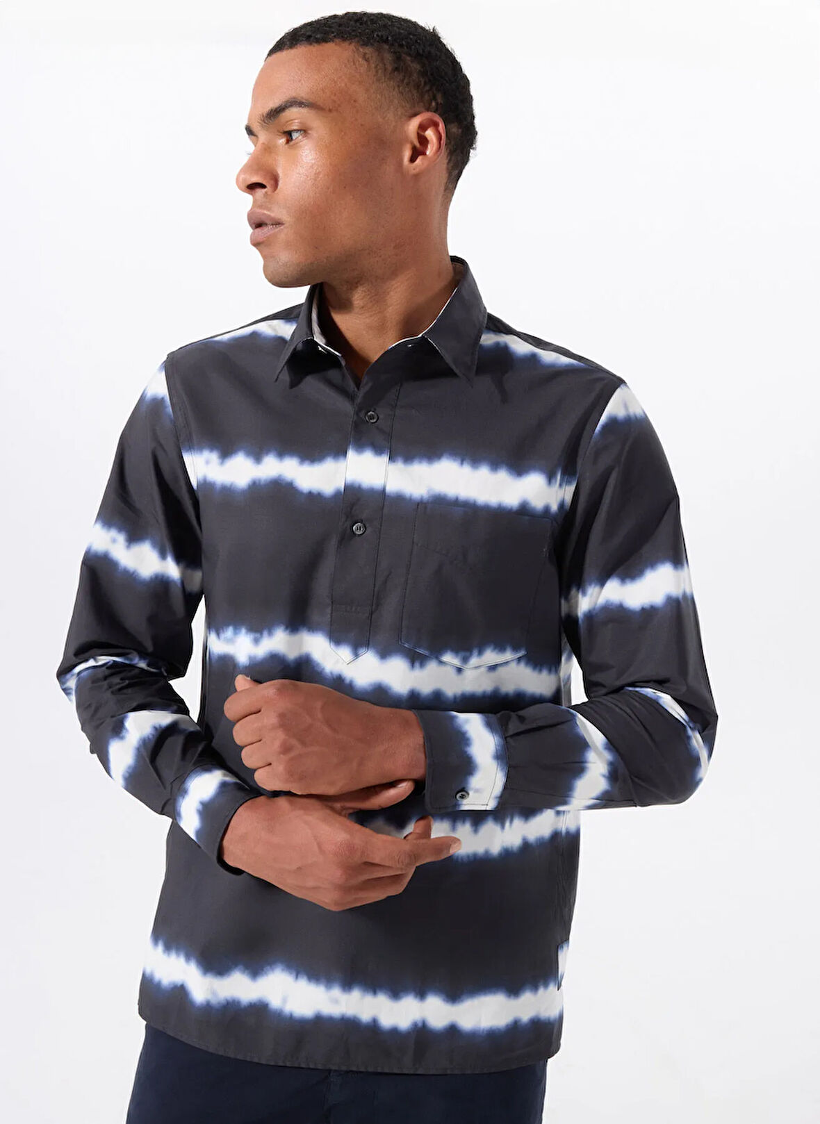 Lacivert Erkek Gömlek Regular Fit Gömlek Ceket A CE65 L137