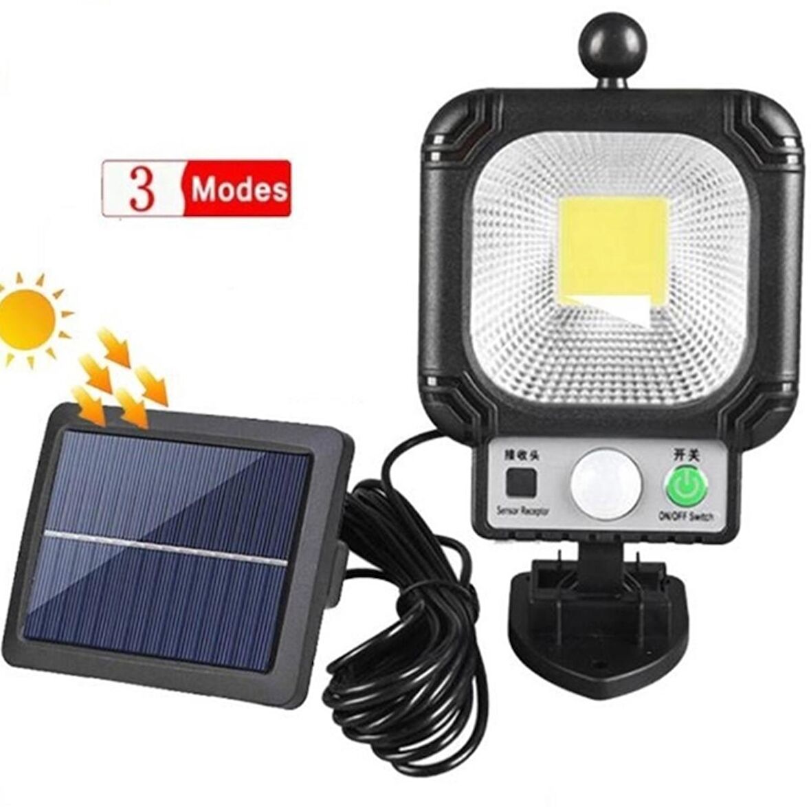 Gaman Jx-855 Solar Güneş Enerjili Duvar Armatürü Sokak Lambası Hareket Ve Karanlık Sensörlü Kablolu Panel