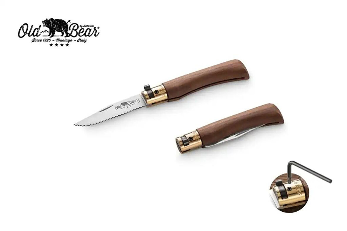 Antonini Old Bear Classical American Walnut 17cm (S) Tırtıklı Çakı